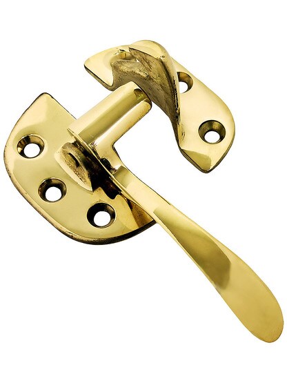 Solid Brass Left Hand Offset Ice Box Latch in Unlacquered Brass.